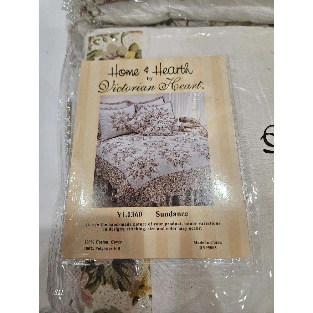 Set of 2 Victorian Heart Sundance Floral Pillow Shams 21x27 Cottage Quilt...